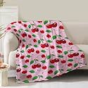 Cherries Blanket Gifts for Women Girls Mom Kids Adults Teen Birthday Christmas Valentine Present Pink Cherry Fruit Theme Decor Home Bedroom Living Room Sofa Couch Soft Cozy Plush Fleece Throw 60"x80"