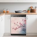 Cherry Blossom Refrigerator Magnet Cover,Pink Flowers Washable Dishwasher Magnets Decorative Cover,Home Kitchen Decorative Dishwasher Front Panel Cover 23x26 Inch