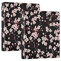 Cherry Blossoms Black 3 Ring Binder with 2 Interior Pockets