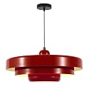 Cherry Red Pendant Lamp, 17.7 Inch Mid Century Retro Diner Adjustable Hanging Light, Disc Ceiling Light Fixture for Diner Bistro Living Room Kitchen Island