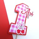 Cherry Theme Personalized Birthday Cake Topper for Kid's Birthday
