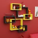 Cherry Wood MDF Wall Shelf Rack Set