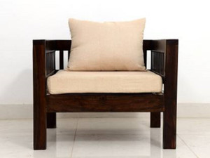 cherry wood rosewood sheesham fabric 1 seater  sofa finish color - walnut finish diydo-it-yourself