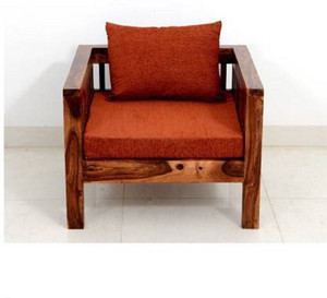 cherry wood rosewood sheesham fabric 1 seater  sofa finish color - natural finish diydo-it-yourself