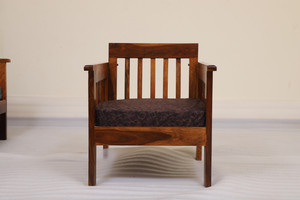 cherry wood rosewood sheesham fabric 1 seater  sofa finish color - teak diydo-it-yourself