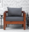 Cherry Wood Rosewood (Sheesham) Fabric 1 Seater  Sofa (Finish Color - Honey Oak, DIY(Do-It-Yourself))