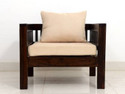 Cherry Wood Rosewood (Sheesham) Fabric 1 Seater  Sofa (Finish Color - Walnut Finish, DIY(Do-It-Yourself))