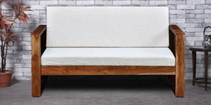 cherry wood rosewood sheesham fabric 2 seater  sofa finish color - teak finish diydo-it-yourself