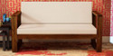 Cherry Wood Rosewood (Sheesham) Fabric 2 Seater  Sofa (Finish Color - Provincial Teak, DIY(Do-It-Yourself))