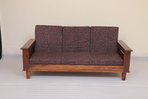 cherry wood rosewood sheesham fabric 3 seater  sofa finish color - natural teak diydo-it-yourself
