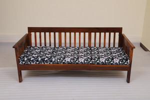 cherry wood rosewood sheesham fabric 3 seater  sofa finish color - rustic teak diydo-it-yourself