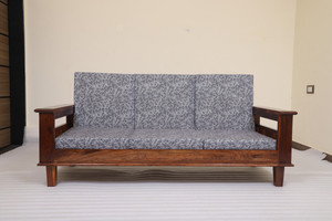 cherry wood rosewood sheesham fabric 3 seater  sofa finish color - teak brown diydo-it-yourself