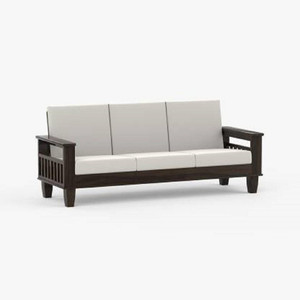 cherry wood rosewood sheesham fabric 3 seater  sofa finish color - walnut finish cream cushion diydo-it-yourself