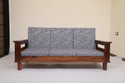 Cherry Wood Rosewood (Sheesham) Fabric 3 Seater  Sofa (Finish Color - Teak Brown, DIY(Do-It-Yourself))