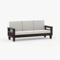 Cherry Wood Rosewood (Sheesham) Fabric 3 Seater  Sofa (Finish Color - Walnut Finish Cream Cushion, DIY(Do-It-Yourself))