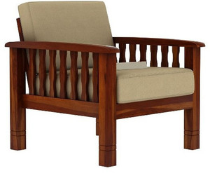 cherry wood sheesam fabric 1 seater  sofa finish color - honey finish irish cream diydo-it-yourself