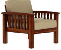Cherry Wood Sheesam Fabric 1 Seater  Sofa (Finish Color - Honey Finish, Irish Cream, DIY(Do-It-Yourself))