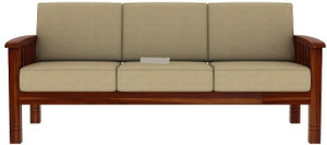 cherry wood sheesam fabric 3 seater  sofa finish color - honey finish irish cream diydo-it-yourself