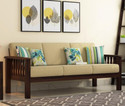 Cherry Wood Sheesam Fabric 3 Seater  Sofa (Finish Color - Walnut Finish Irish Cream Upholstery, DIY(Do-It-Yourself))