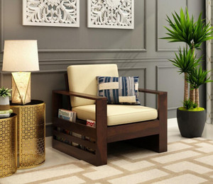 cherry wood sheesham fabric 1 seater  sofa finish color - walnut irish cream diydo-it-yourself