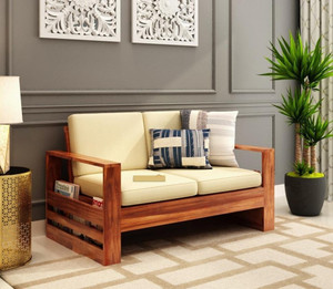 cherry wood sheesham fabric 2 seater  sofa