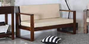 cherry wood sheesham solid wood fabric 2 seater  sofa finish color - provincial teak finish diydo-it-yourself