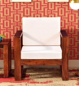 cherry wood sheesham solid wood fabric 1 seater  sofa finish color - honey oak finish diydo-it-yourself