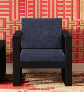 cherry wood sheesham solid wood fabric 1 seater  sofa finish color - warm chestnut finish diydo-it-yourself