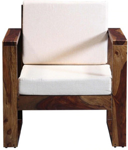 cherry wood sheesham solid wood fabric 1 seater  sofa finish color - provincial teak finish diydo-it-yourself