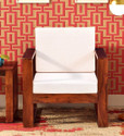 Cherry Wood Sheesham Solid Wood Fabric 1 Seater  Sofa (Finish Color - Honey Oak Finish, DIY(Do-It-Yourself))