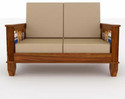 Cherry Wood Sheesham Solid Wood Fabric 2 Seater  Sofa