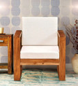 Cherry Wood Sheesham Solid Wood Fabric 1 Seater  Sofa (Finish Color - Rustic Teak Finish, DIY(Do-It-Yourself))