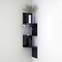 Cherry Wood Wooden 3 Curved Zigzag Corner Wall Mount Shelf Unit for Home | Home Decorative Furniture for Home (Black)