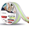 Chesk Grip Tape for Stairs – 2in x 30ft Glow in the Dark Clear Grip Tape – Adhesive Stair Treads Non-Slip Indoor and Outdoor – Anti-Slip Stair Strips for Skateboard, Shower, Floor, Steps