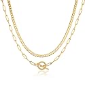CHESKY 14K Gold Plated Layered Chain Necklace for Women