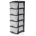Chest of Drawers : Versatile Drawer Storage Organizer &amp; Organisers Storage Box for Ideal for Neat and Tidy Storage Solutions plastic drawers storage (Grey&amp;Black, 5XL)(38D x 30W x 97.3H) cm