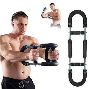 chest expander resistance power twister bar  upper body strength training equipment for arm chest shoulder amp back workouts  adjustable hydraulic power fitness bar for home gym