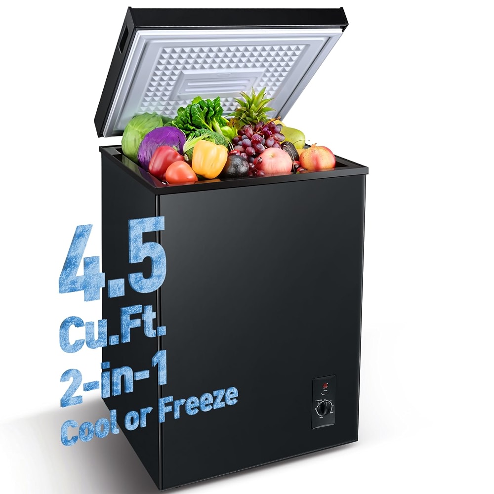 Chest Freezer 4.5 Cu.Ft, FreeStanding Top Door Compact Small Deep Mini ...