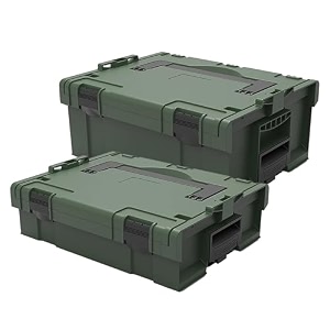 cheston high grade plastic tool box for garage  professional stackable boxes with interlocking system small amp medium set of 2