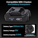 Cheston One 2000 mAh Battery 21V with Charger (1 Battery and 1 Charger) | 6 Months Battery Warranty Included | One Battery Eco System