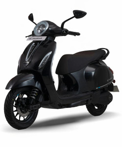 chetak c3502 electric scooter by bajaj auto booking for ex-showroom price with portable charger brooklyn black