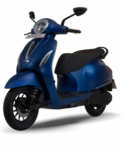 chetak c3502 electric scooter by bajaj auto booking for ex-showroom price with portable charger indigo metallic