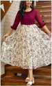 Chetan Creation Women Printed Regular Maroon Skirt
