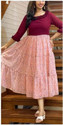 Chetan Creation Women Printed Regular Maroon Skirt