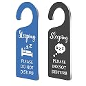 CHGCRAFT 2 Packs Sleeping Do Not Disturb Door Sign Sleeping Sign for Door Engraved Acrylic Hanger for Home Bedroom Hotels Hospital