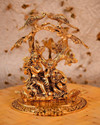 Chhariya Crafts Metal Radha Krishna Sitting Under Tree Plying Flute Decorative Showpiece  -  24 cm