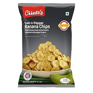 chheda39salt n pepper banana chips - banana wafers - crispy chips - 170gm pack of 1 - salt and paper