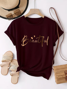 CHHOTE NAWAB Printed Women Round Neck Maroon