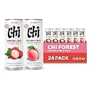 CHI FOREST Sparkling Water Beverage, Lychee &amp; White Peach, 2 Flavors, Zero Sugar, 11.16 fl oz Cans (Pack of 24)