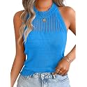 ChiaoLezhee Women's Summer Knit Tank Tops, Racerback High Neck Lightweight Sweater Vest, Dressy Casual Outfits
